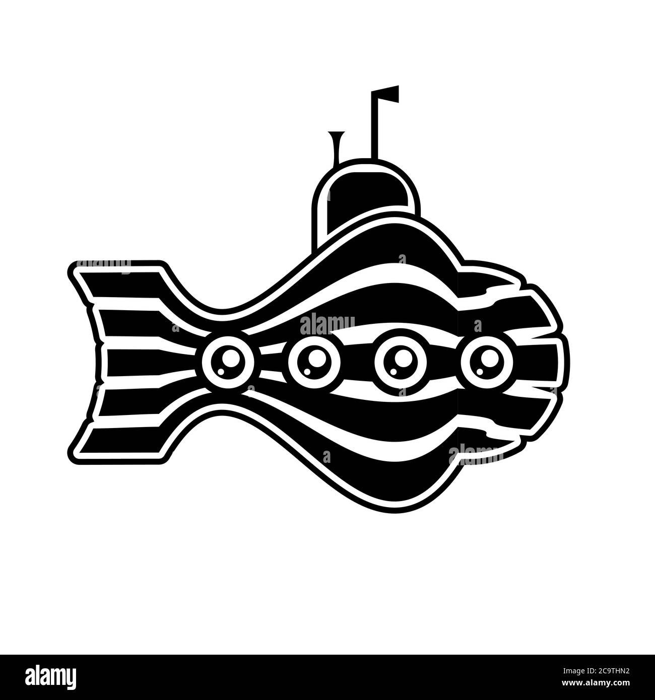 logo a strisce sottomarine su sfondo bianco isolato. Immagine vettoriale Illustrazione Vettoriale
