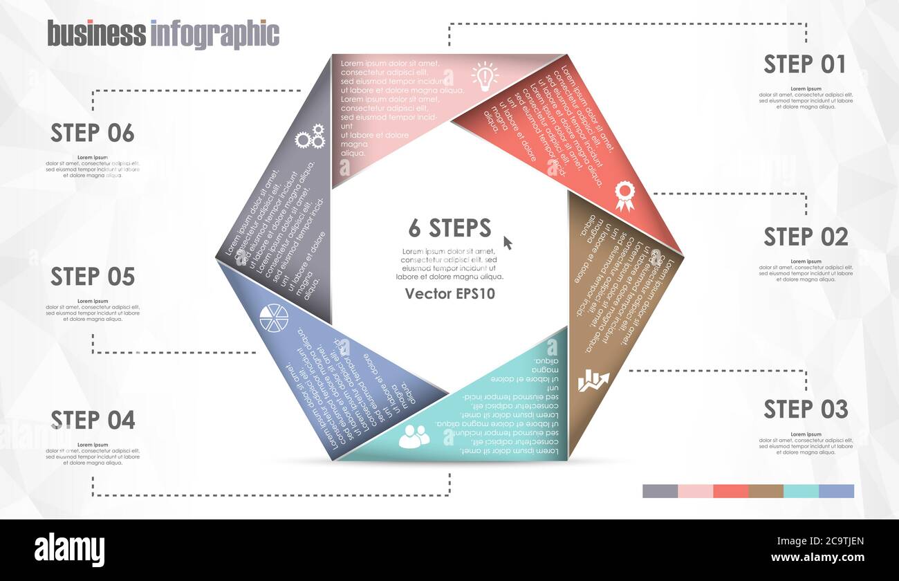 File vettoriale EPS 10 per progetti di modelli grafici di informazioni aziendali, concetti di lavoro del team e informazioni sui dati con sei opzioni Illustrazione Vettoriale