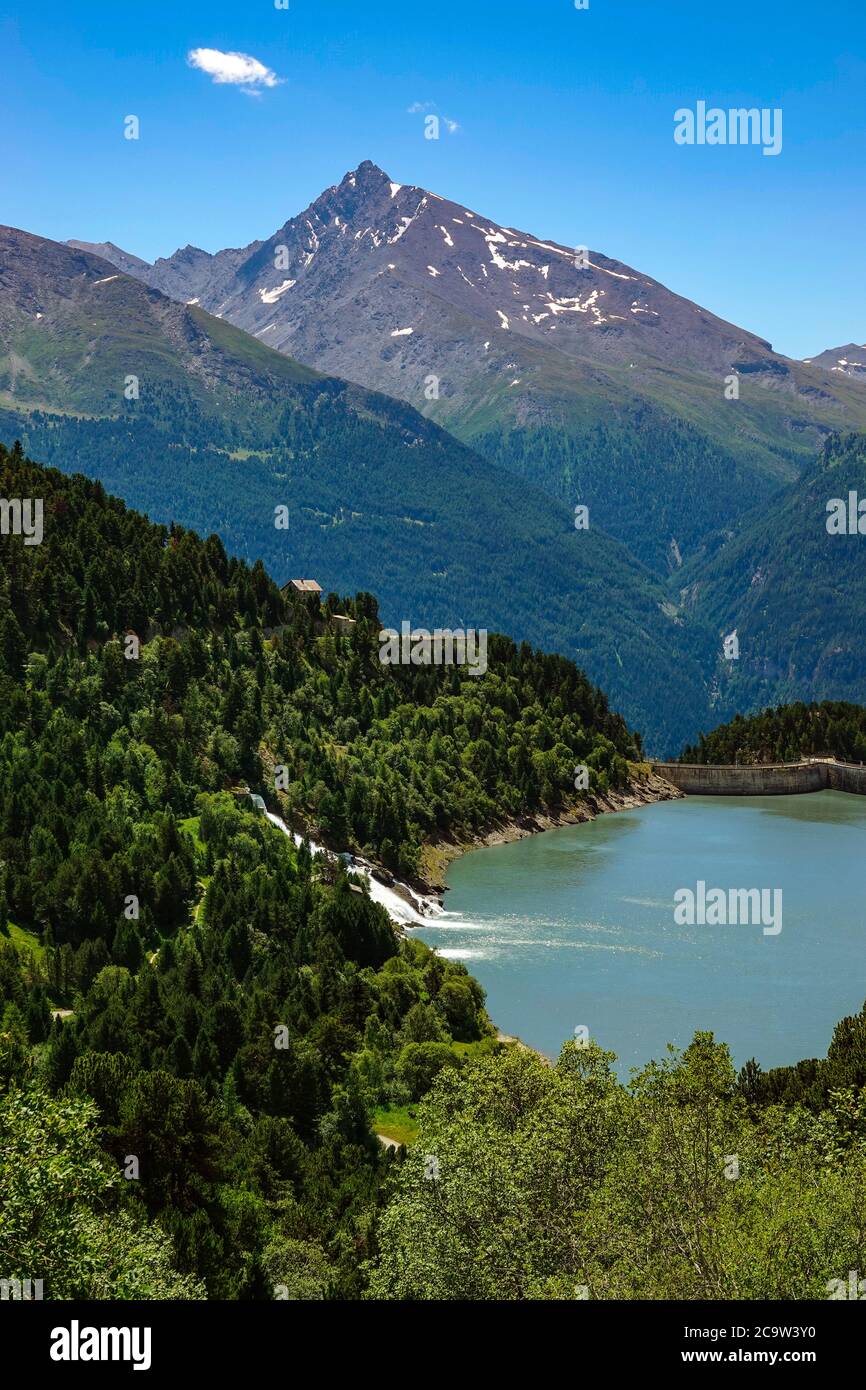 Lago, lago artificiale, a Plan d'Amont, sopra Aussois, Parco Nazionale della Vanoise, Francia Foto Stock