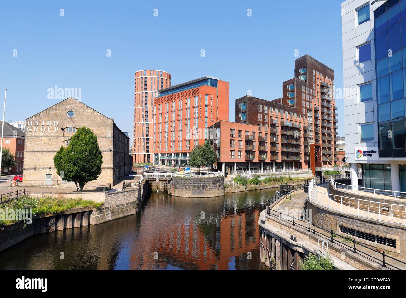 Parte del Granary Wharf nel centro citta' di Leeds che e' un'area residenziale e commerciale parte di Leeds e si trova vicino alla stazione di Leeds. Foto Stock