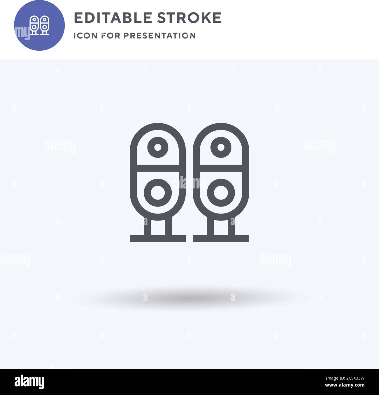 Vettore di icone di woofers, segno piatto riempito, pittogramma solido isolato su bianco, illustrazione del logo. Icona woofer per la presentazione. Illustrazione Vettoriale