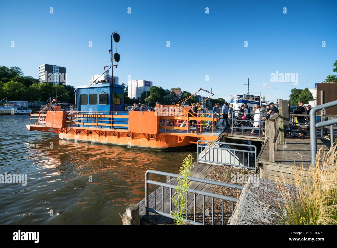 A bordo di un traghetto chiamato 'Föri' a Turku, Finlandia Foto Stock