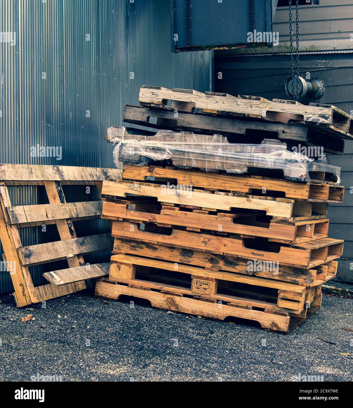 Pallet impilati Foto Stock