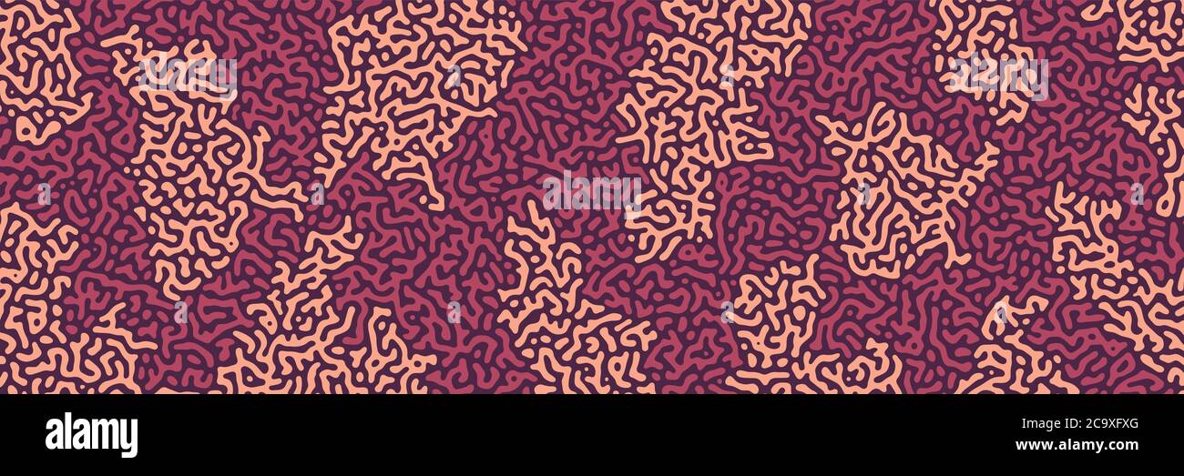 Sfondo di Turing, consistenza liquida organica. Disegno con forme di inchiostro fluido, colore marrone cioccolato. Sfondo widescreen, modello grafico panorama. VECTO Illustrazione Vettoriale