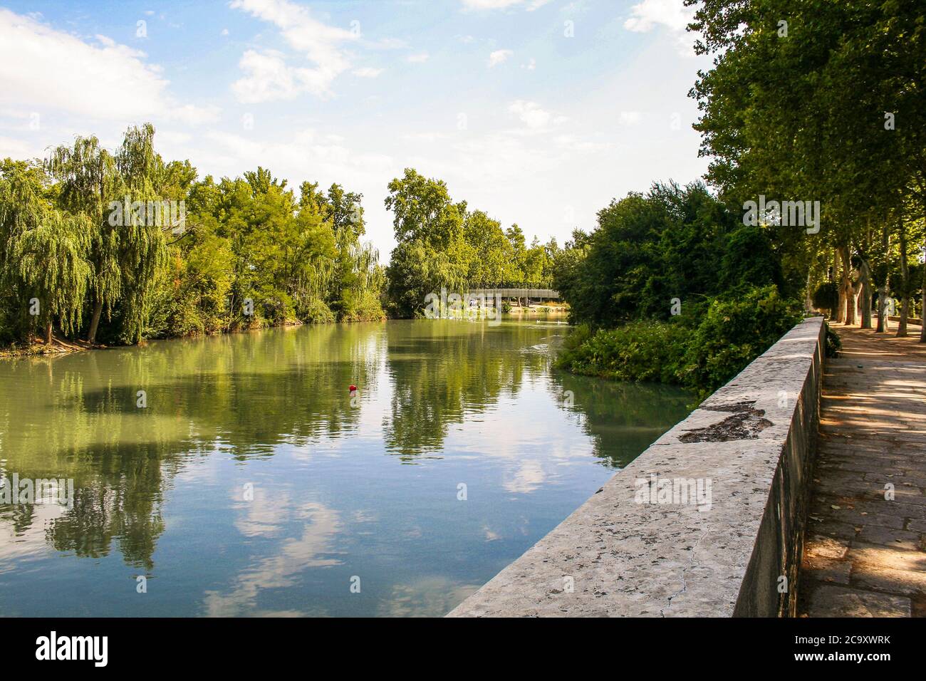 Aranjuez, Comunidad de Madrid, Spagna, Europa. Giardino del Principe (Jardìn del Principe), fiume Tago (Tajo). Foto Stock