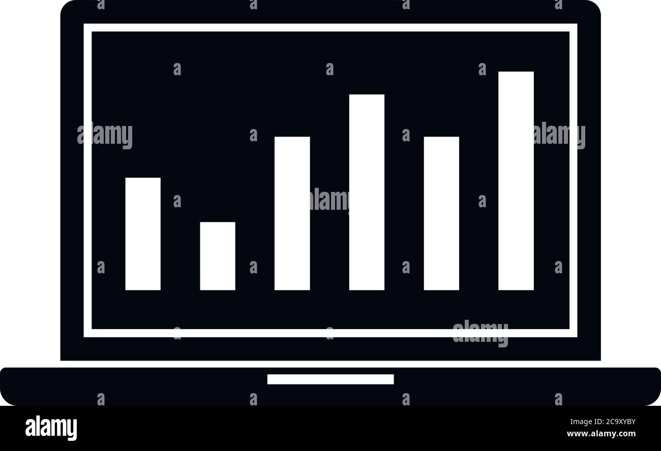 Icona del grafico del tasso di conversione del computer portatile. Semplice illustrazione dell'icona vettoriale del grafico del tasso di conversione del computer portatile per il web design isolato su sfondo bianco Illustrazione Vettoriale