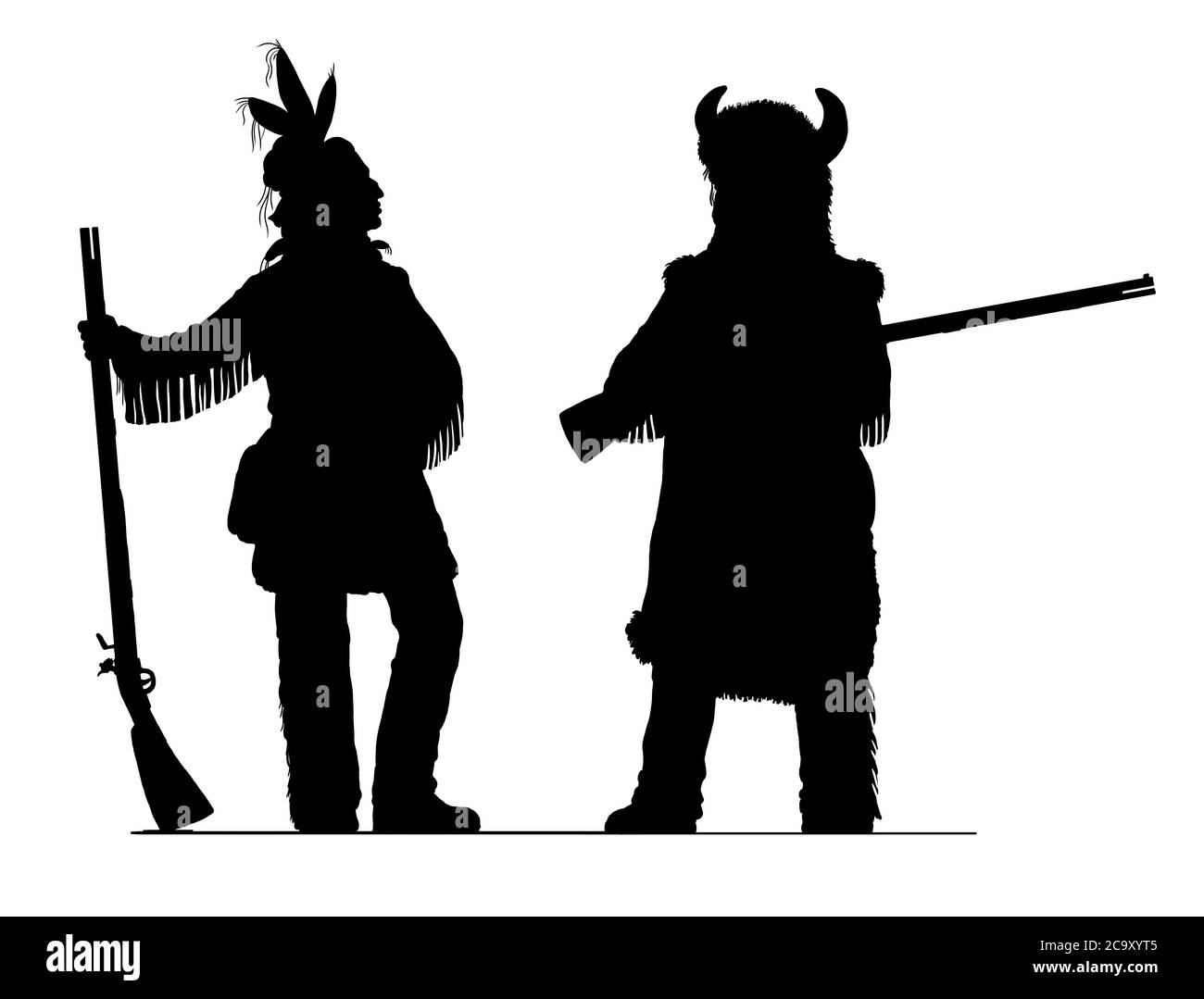 Illustrazione della silhouette degli Indiani americani. Popoli nativi delle Americhe. Foto Stock