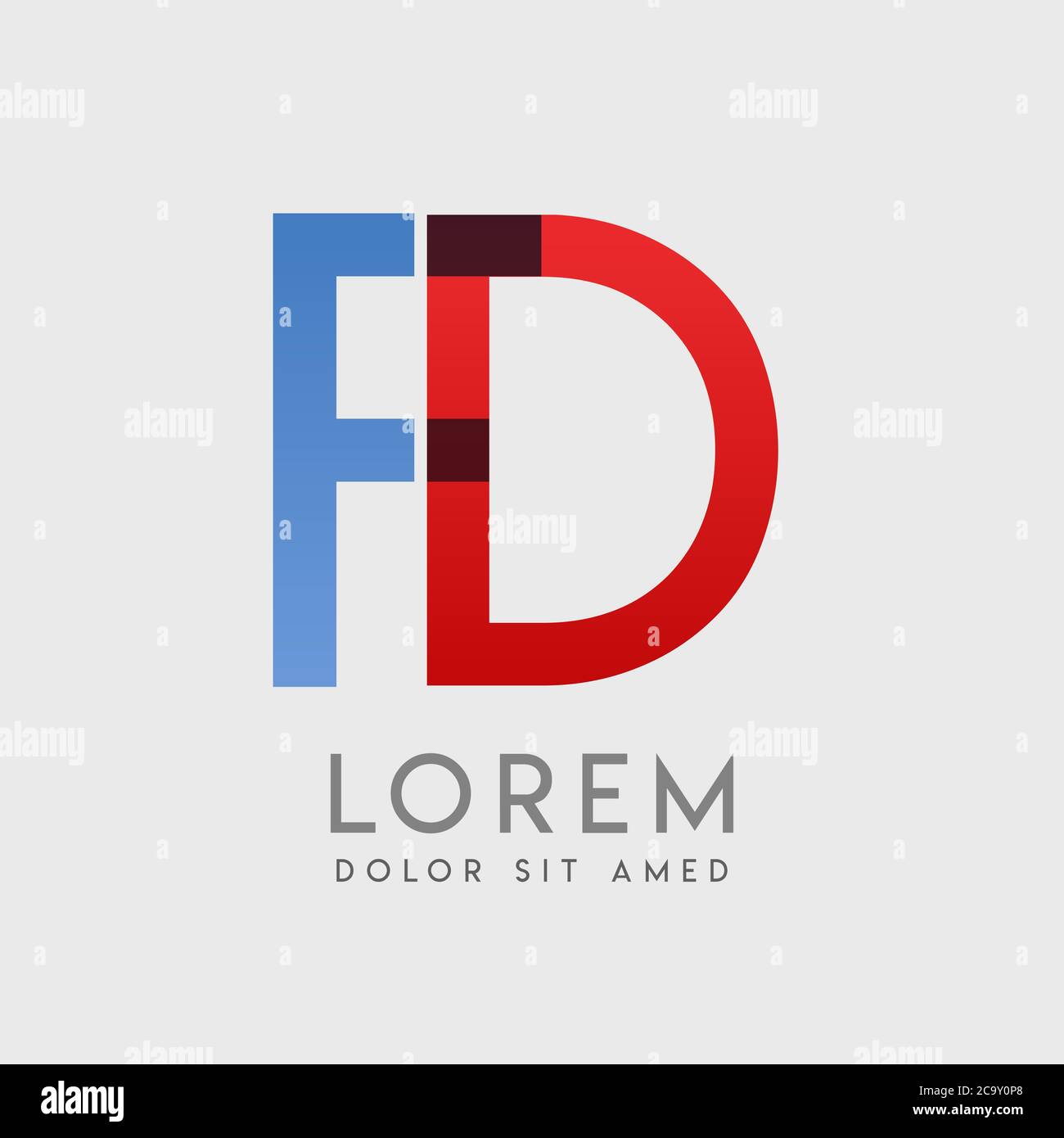 Lettere con logo DF con gradazione blu e rossa Illustrazione Vettoriale