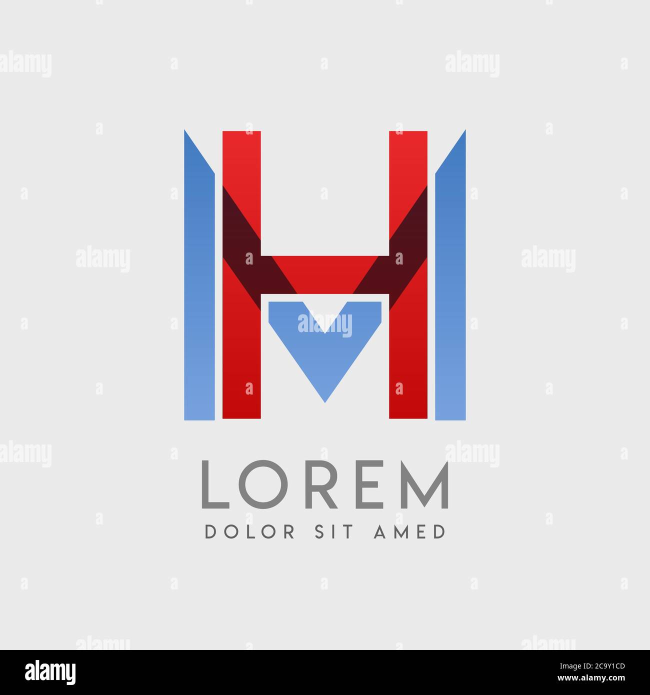 Lettere con logo HM con gradazione blu e rossa Illustrazione Vettoriale