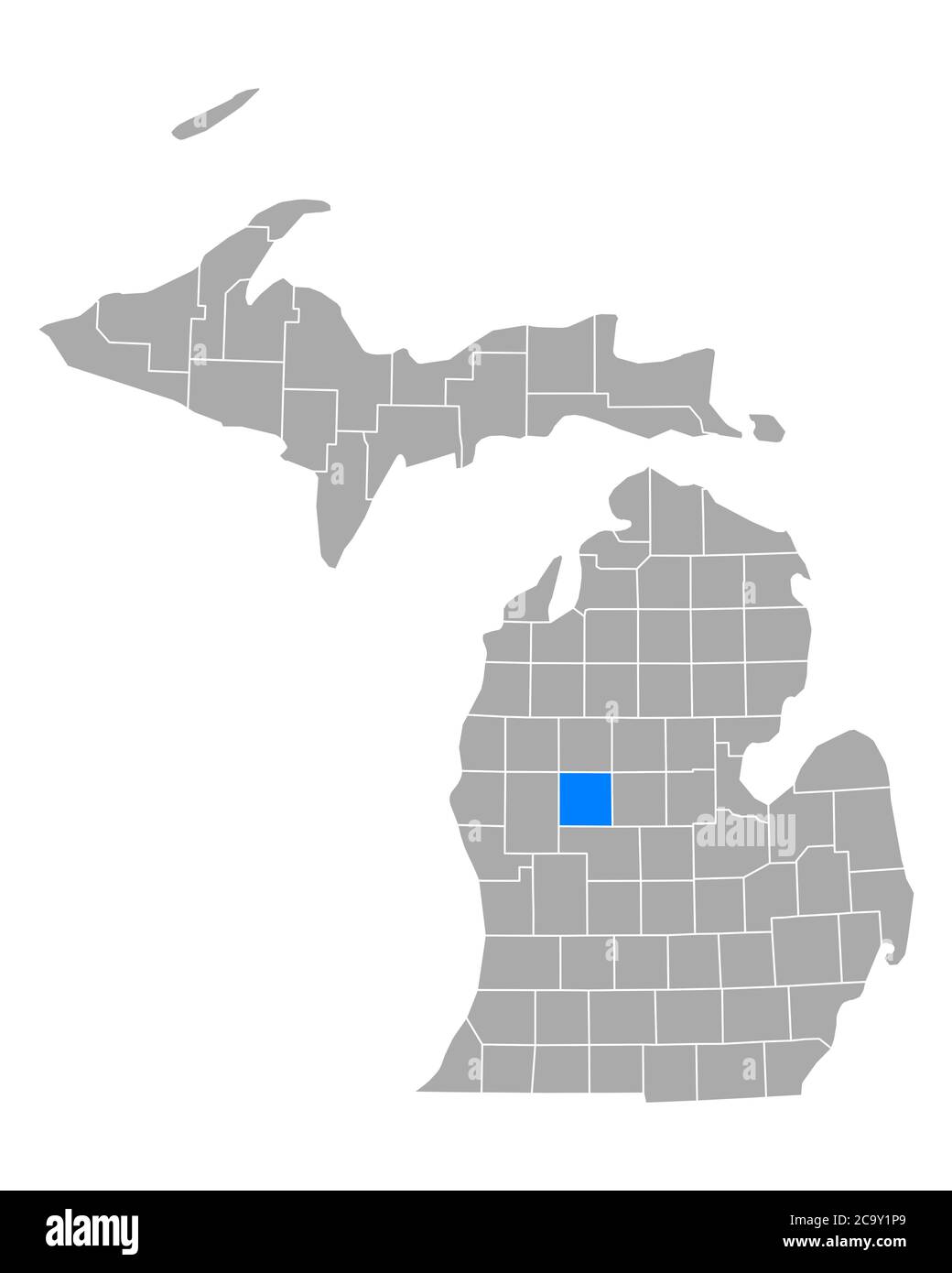 Mecosta sulla mappa di Michigan Foto Stock