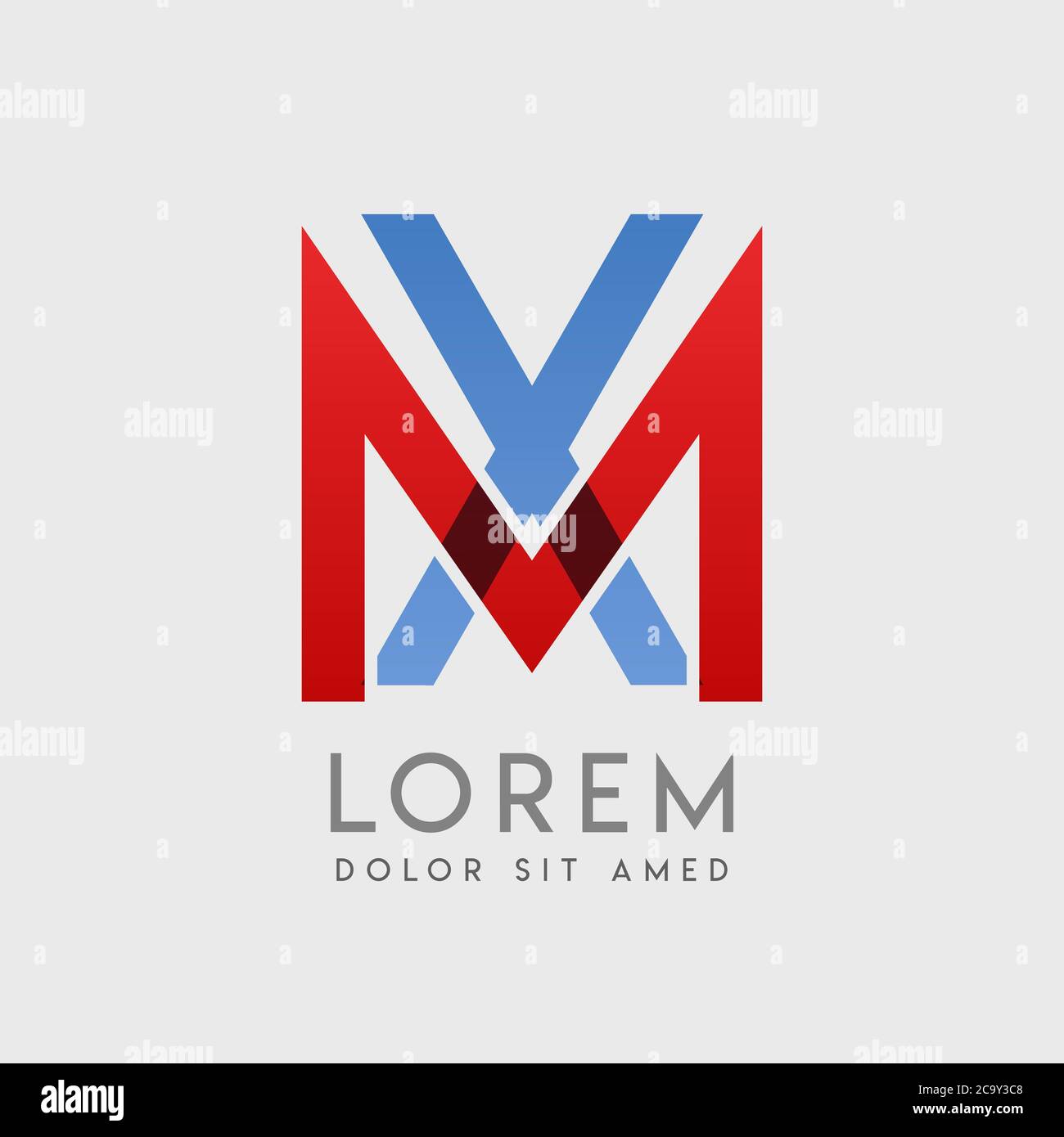 Lettere con logo MX con gradazione blu e rossa Illustrazione Vettoriale