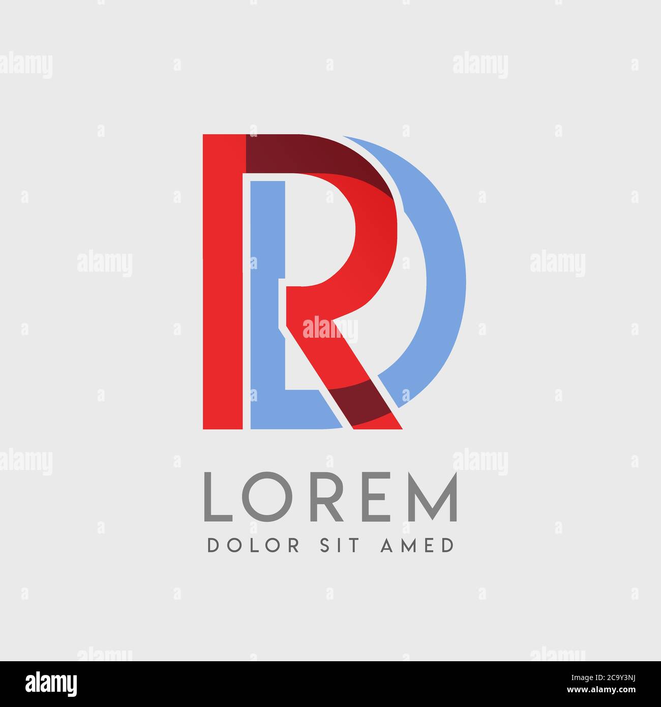 Lettere del logo RD con gradazione blu e rossa Illustrazione Vettoriale