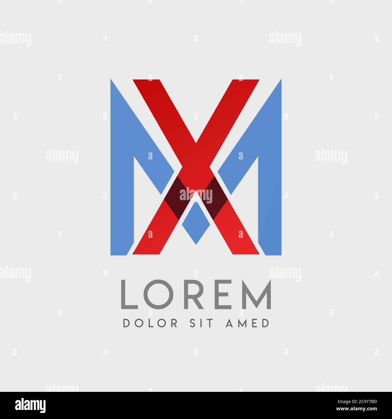 Lettere con logo XM con gradazione blu e rossa Illustrazione Vettoriale