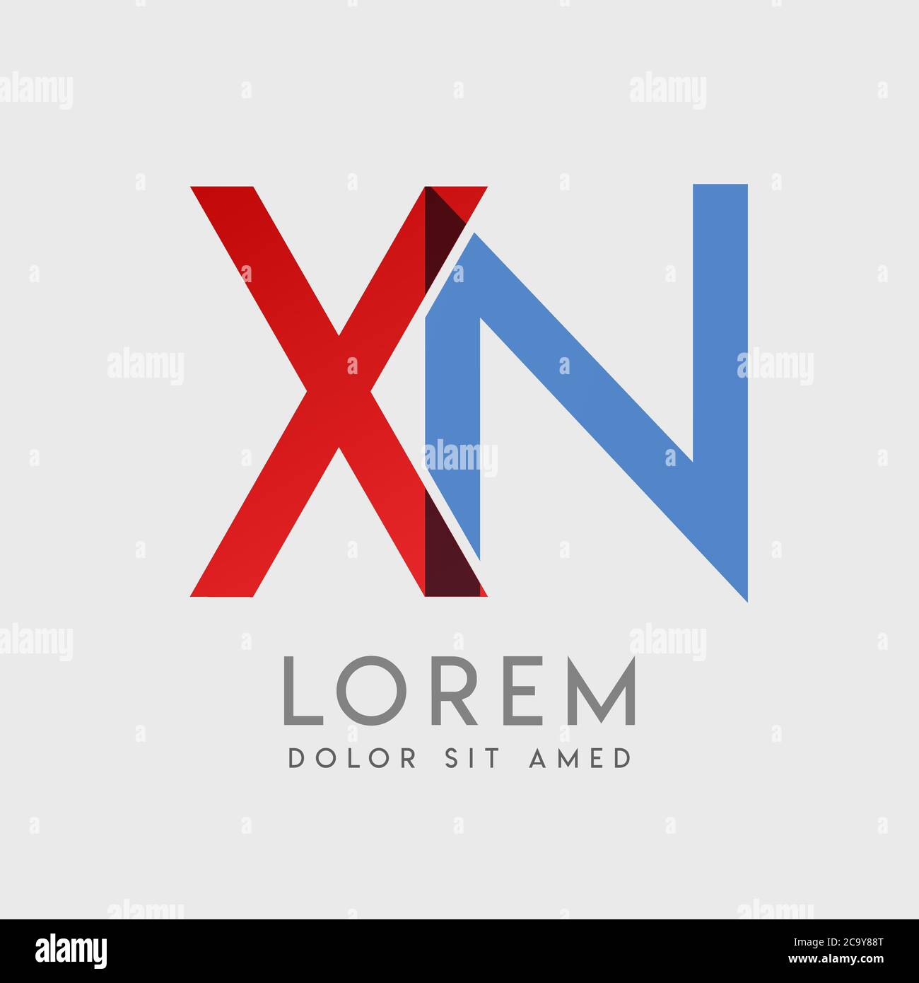 Lettere con logo XN con gradazione blu e rossa Illustrazione Vettoriale