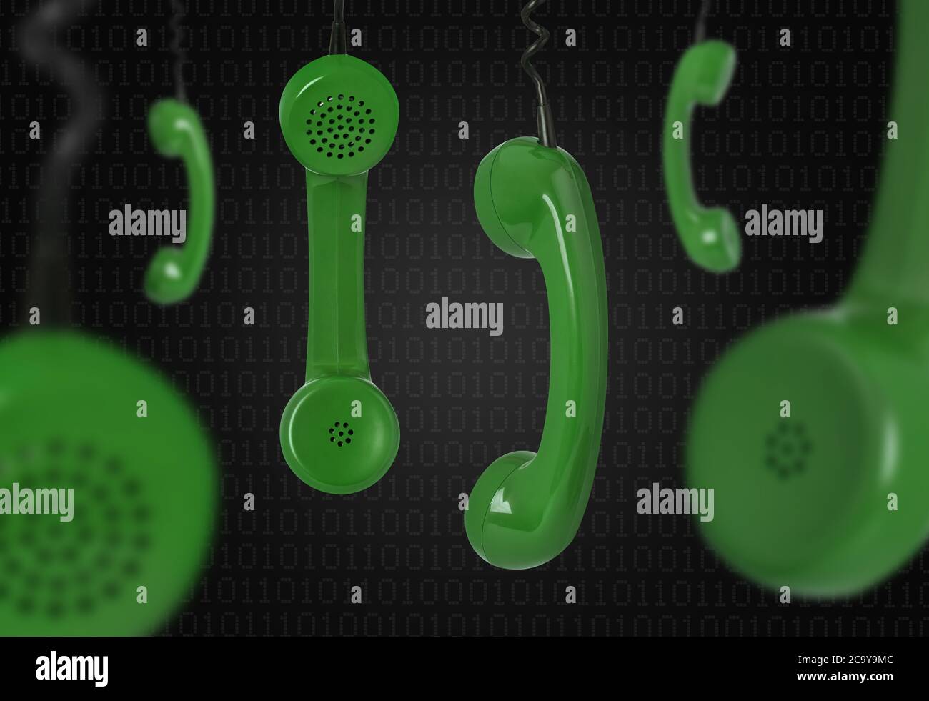 Ricevitori telefonici neri Foto Stock