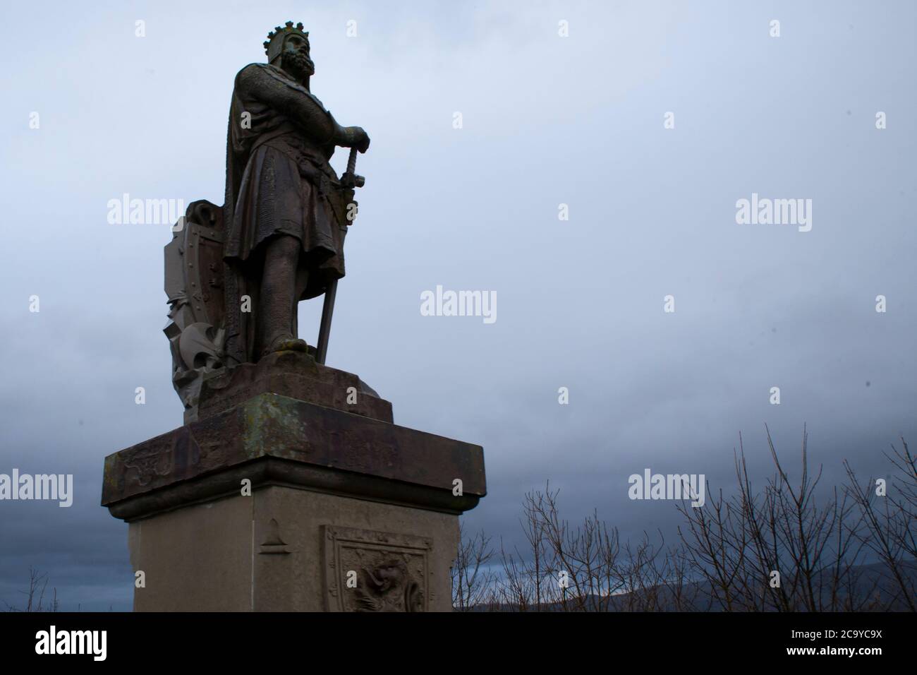 Statua di Re Roberto Bruce di Scozia al Castello di Stirling Foto Stock