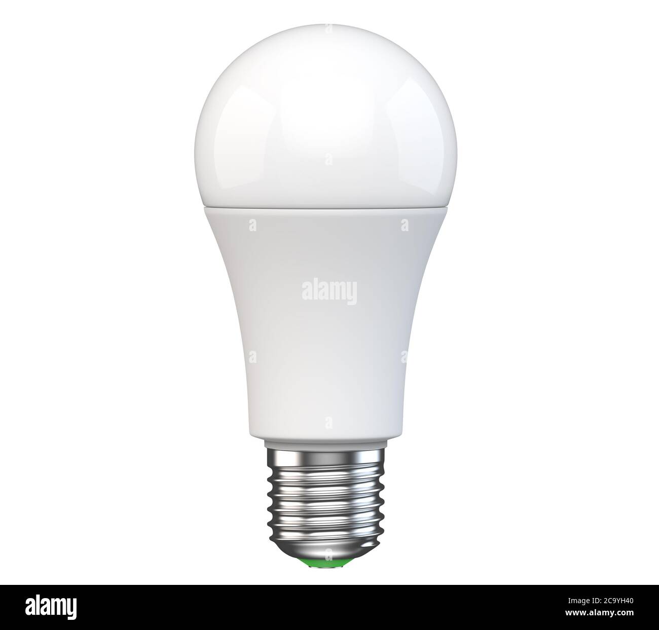 Lampadina a LED con nuova tecnologia isolata su sfondo bianco. Rendering 3d realistico della lampada a diodo a emissione luminosa elettrica a risparmio energetico. Mockupis Foto Stock