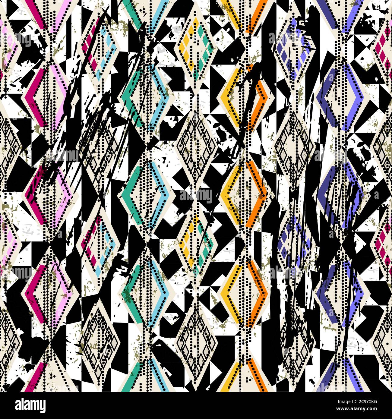 schema geometrico astratto di sfondo, con rombo, tratti e schizzi, bianco e nero Illustrazione Vettoriale