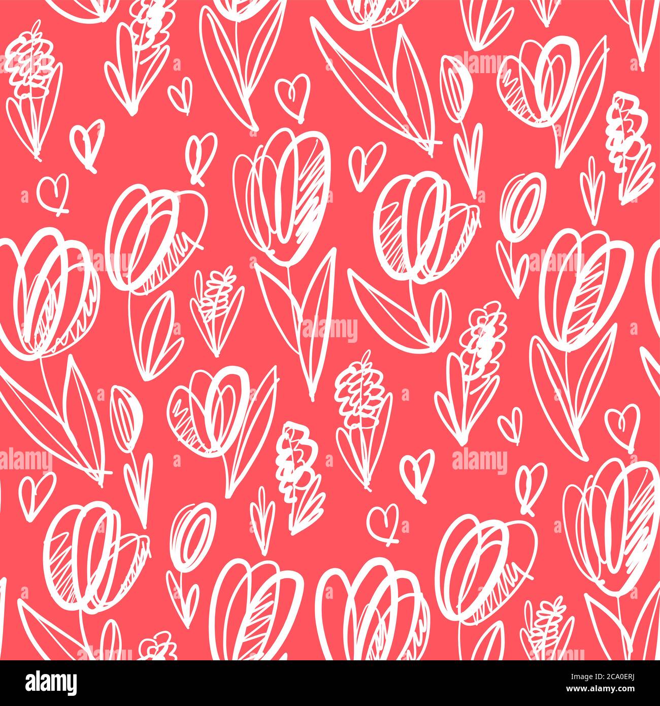 Lustro luce d'atmosfera delizioso motivo tulipano fiore senza cuciture per sfondo, avvolgi, tessuto, tessuto, wrap, superficie, web e stampa design. Molla monocromatica Illustrazione Vettoriale