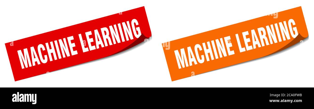set di cartelli per l'apprendimento automatico della carta. adesivo per l'apprendimento automatico Illustrazione Vettoriale