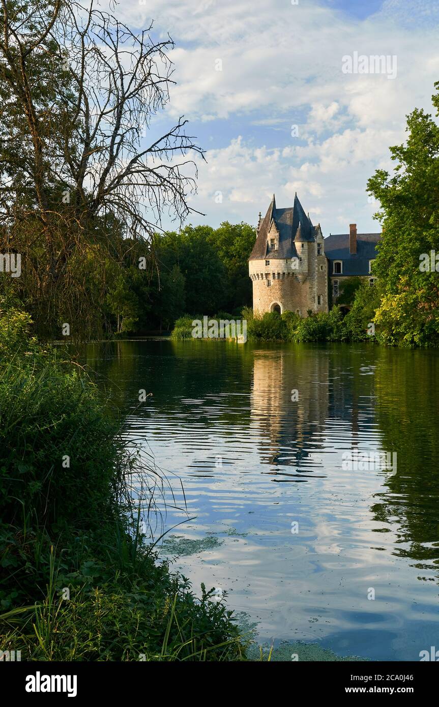 Château de Bazouges sul fiume Loir. Bazouges Cré sur Loir, Pays de la Loire, Francia, Europa Foto Stock