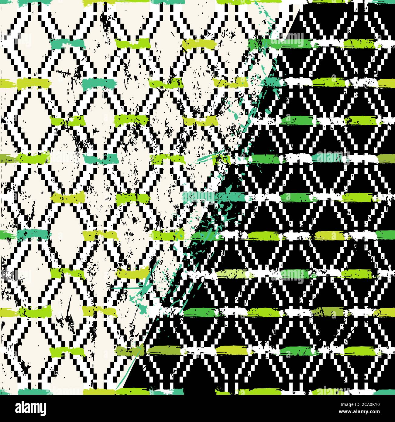 sfondo astratto di pattern geometrico, con rombo/quadrati, tratti e schizzi, grugnoso Illustrazione Vettoriale