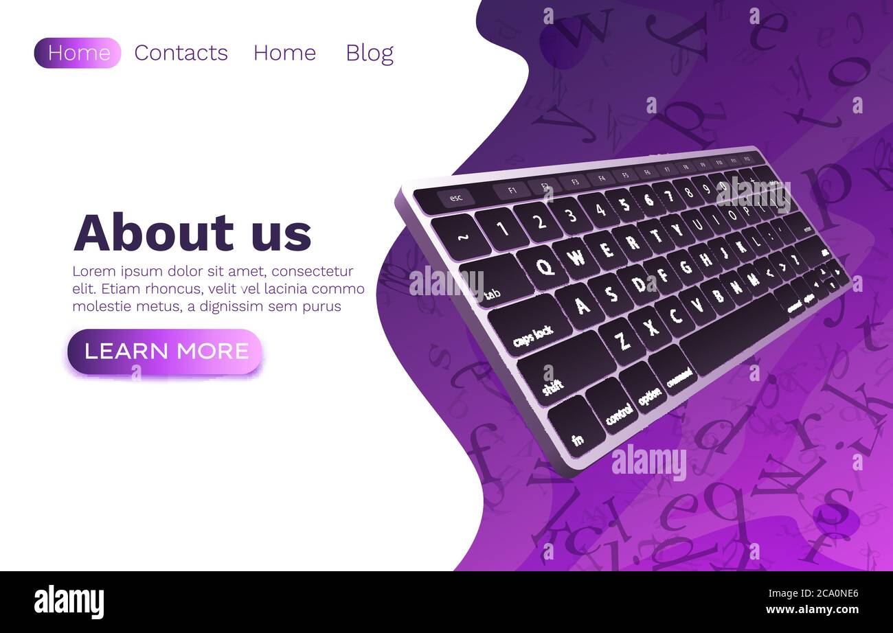 Banner Web per computer con tastiera, input basato su tecnologia concettuale. Illustrazione vettoriale Illustrazione Vettoriale