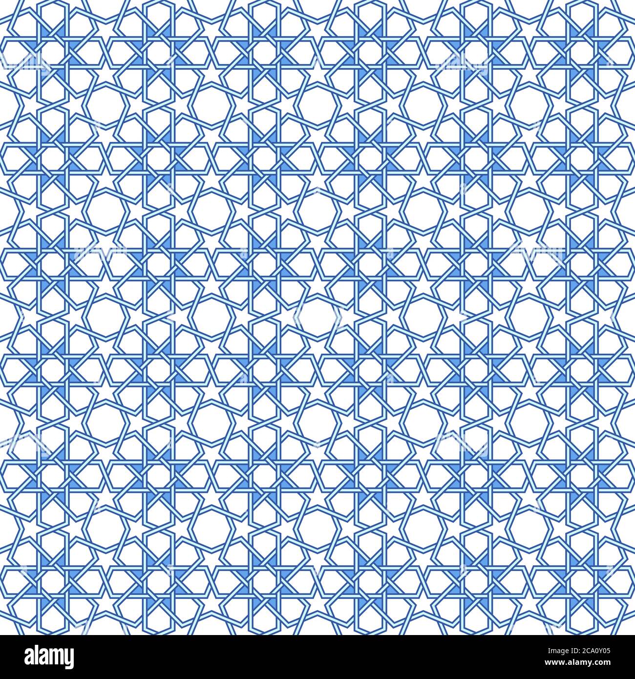 Pattern vettoriale tradizionale arabico. Modello vettoriale marocchino senza giunture. Portoghese azulejo pavimento piastrelle design. Sfondo geometrico astratto in blu Illustrazione Vettoriale