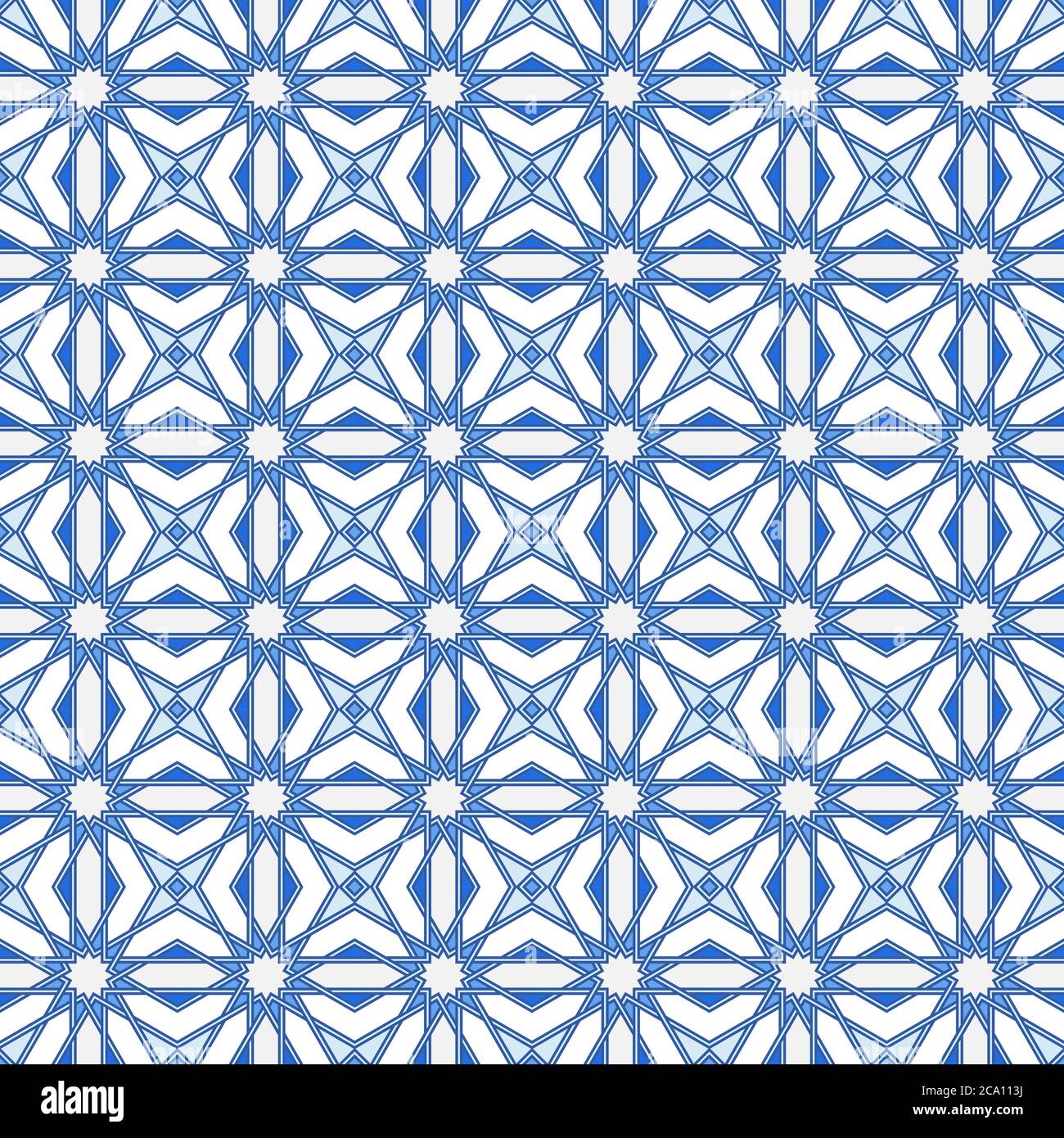 Pattern vettoriale tradizionale arabico. Modello vettoriale marocchino senza giunture. Portoghese azulejo pavimento piastrelle design. Sfondo geometrico astratto in blu Illustrazione Vettoriale