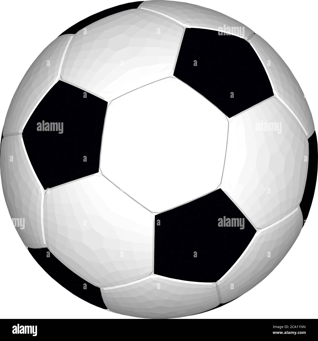 Pallone da calcio, tradizionali colori bianco e nero. Illustrazione del vettore di calcio. Icona a forma di foot ball. Illustrazione Vettoriale