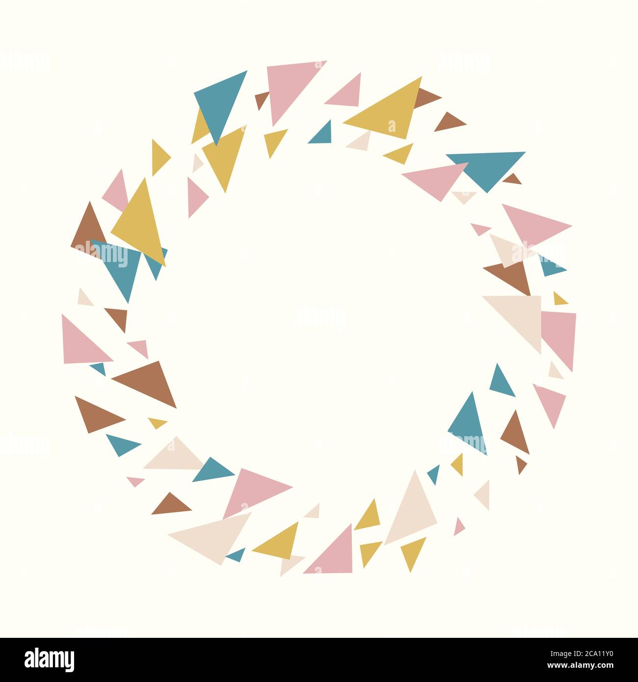 Sfondo geometrico astratto - motivo triangoli multicolore. Illustrazione vettoriale. Colori pastello rosa arrossato e giallo senape. Triangl color pastello Illustrazione Vettoriale