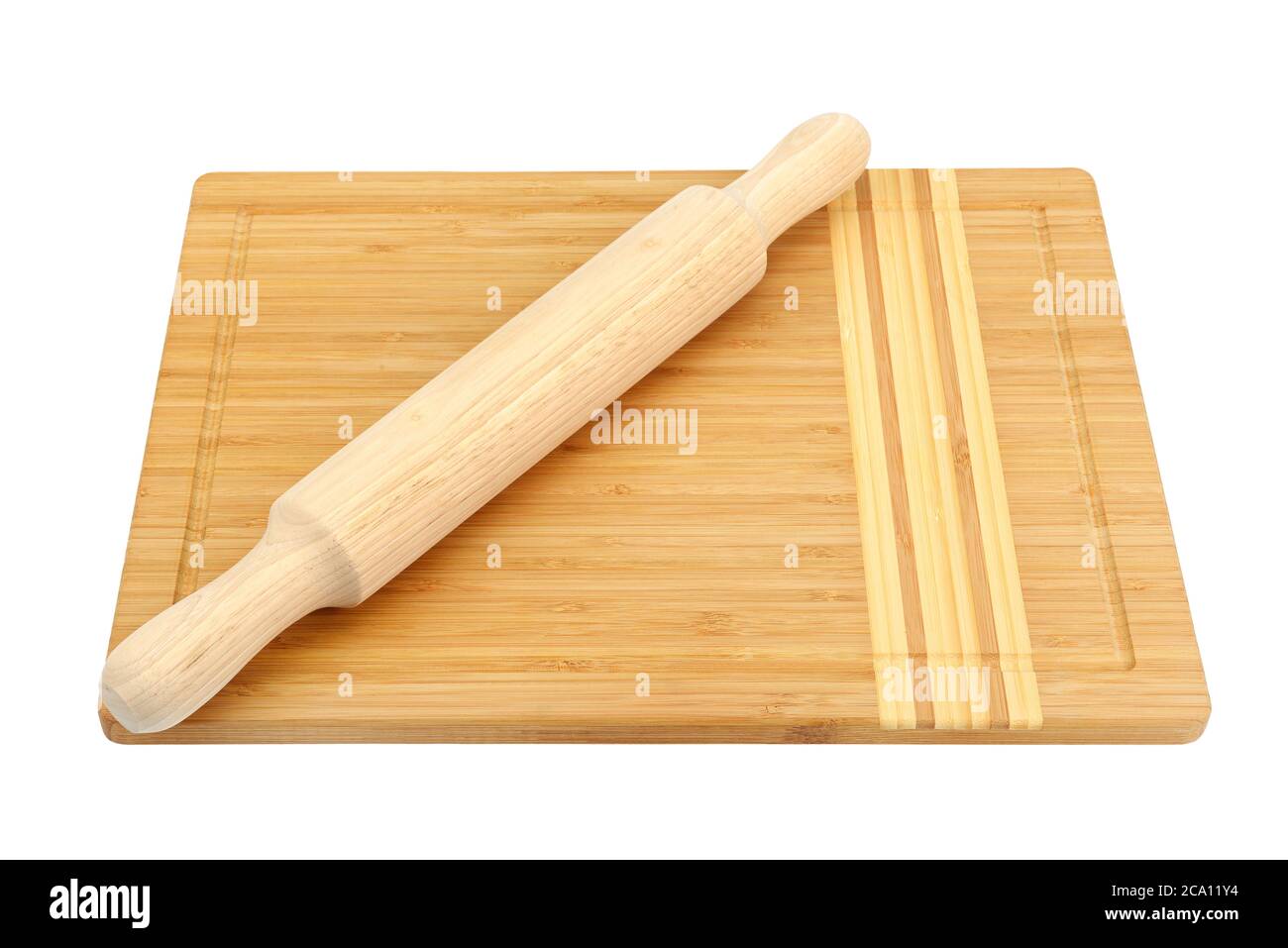 breadboard e perno rotante isolati su sfondo bianco Foto Stock