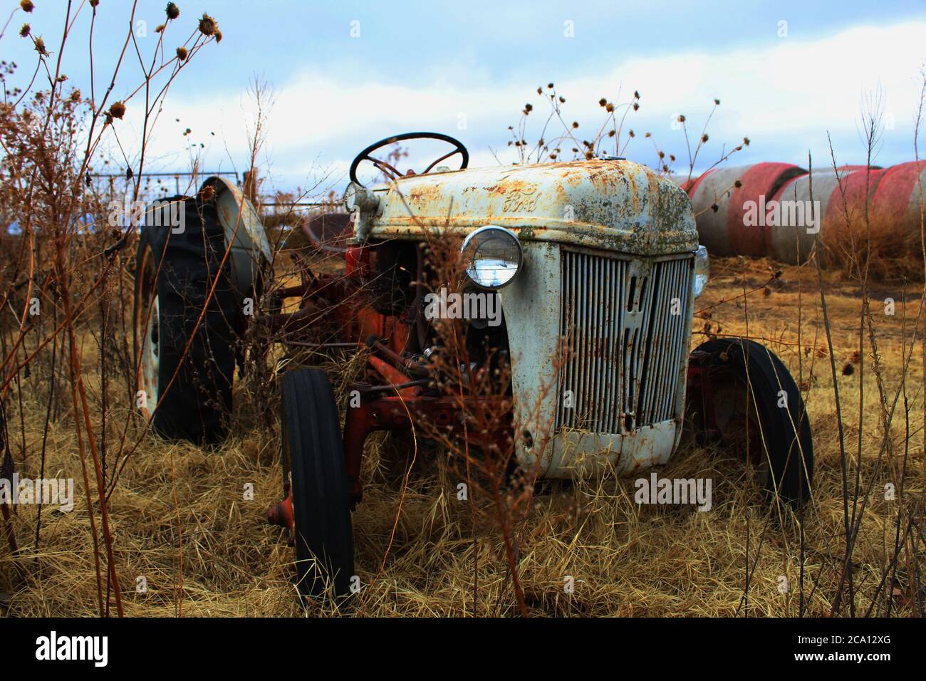 Vecchio trattore Rusty Oklahoma Foto Stock