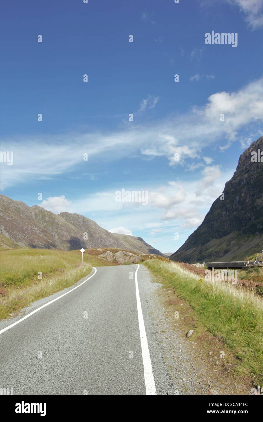 Glencoe nelle Highlands scozzesi in estate, Scozia, Gran Bretagna Foto Stock