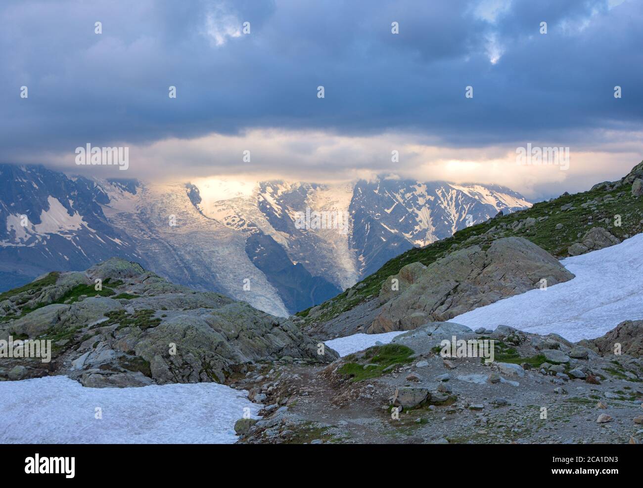 Tramonto sul Monte Bianco Foto Stock
