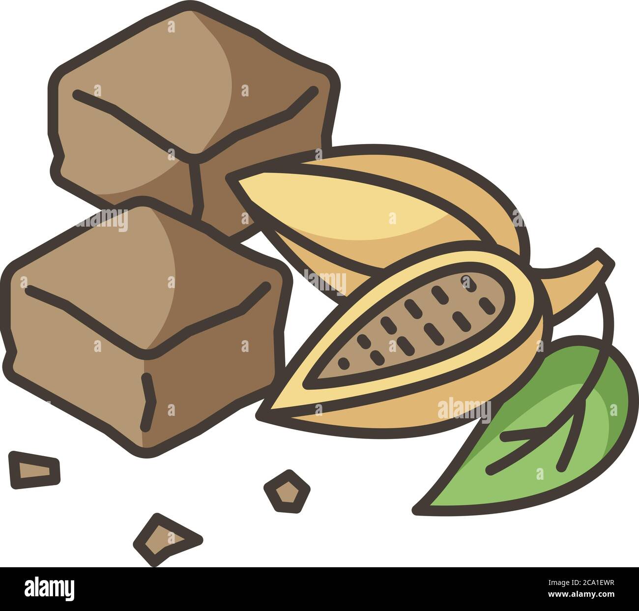 Icona colore RGB marrone. Confezione al cioccolato. Biscotti marroni. Brownie Fudgy. Biscotti a base di cacao. Cucina nazionale americana. Essiccatore tradizionale Illustrazione Vettoriale