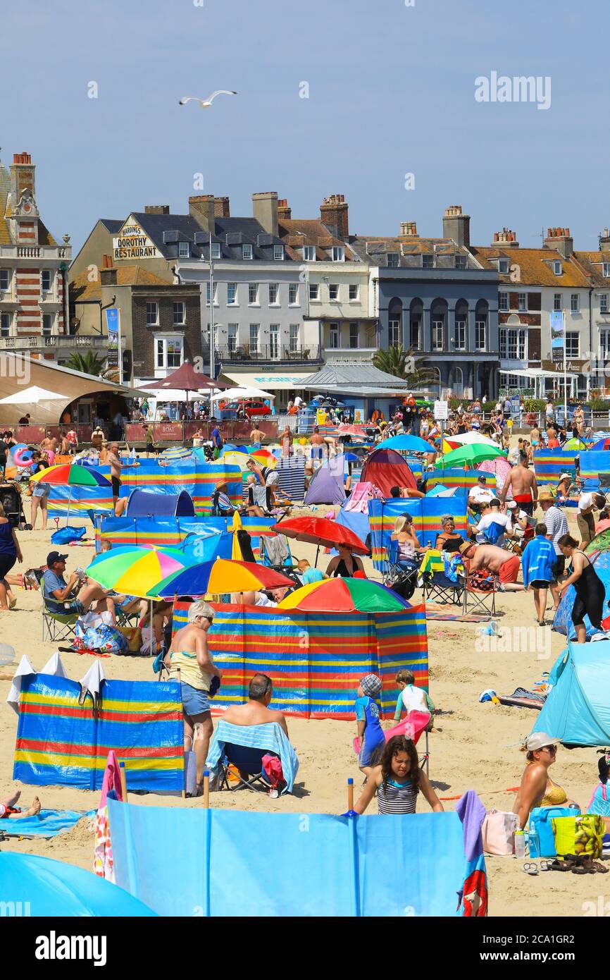 Brighton Beach capanne Dorset Inghilterra fotografia foto stampa