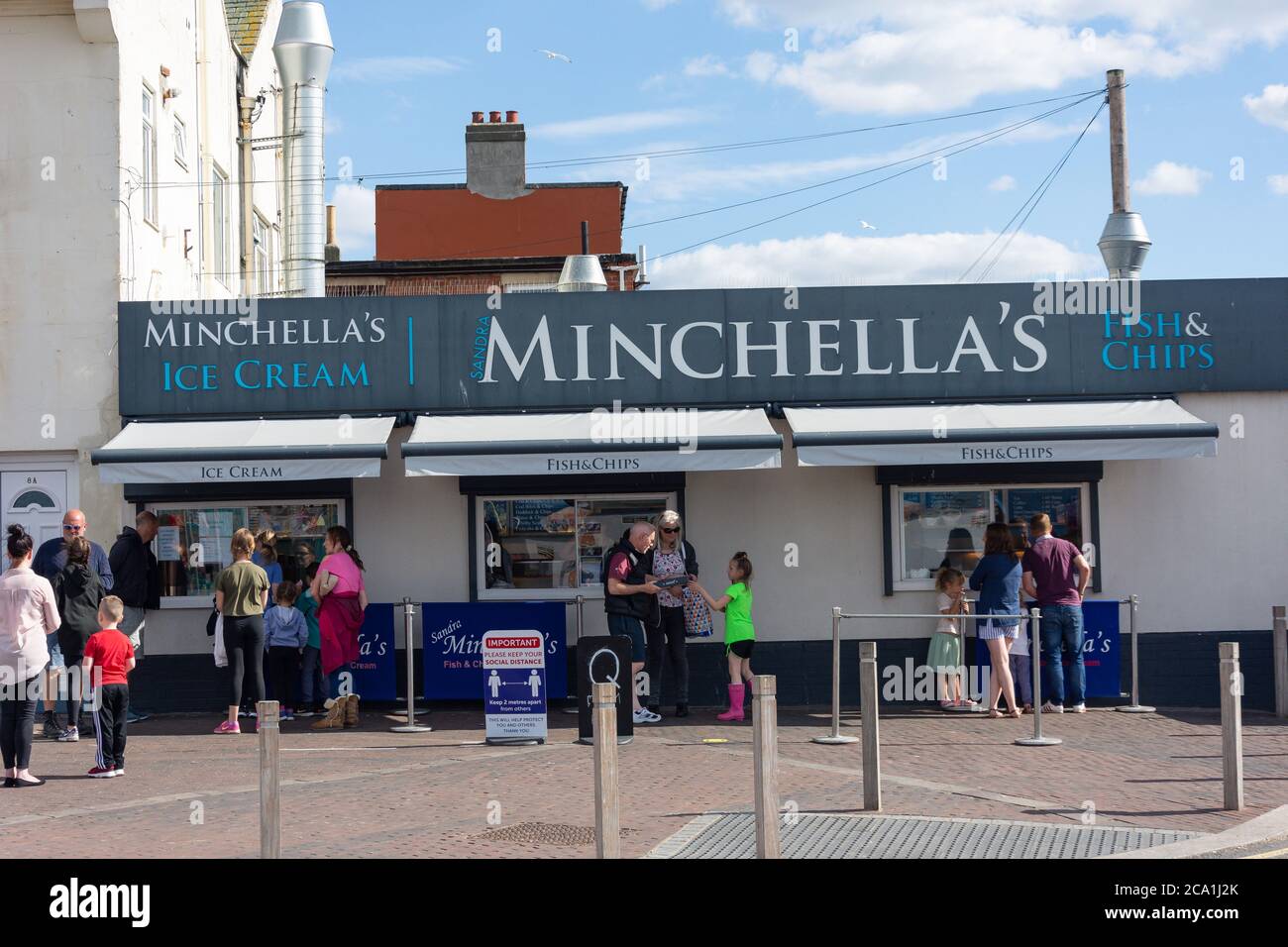 Minchella's Fish & chip Shop, Seaburn, City of Sunderland, Tyne and Wear, Inghilterra, Regno Unito Foto Stock
