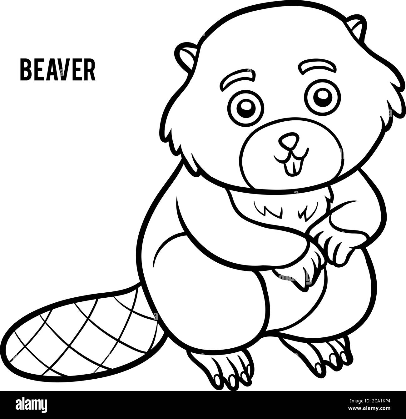 Libro da colorare per bambini, Beaver Illustrazione Vettoriale