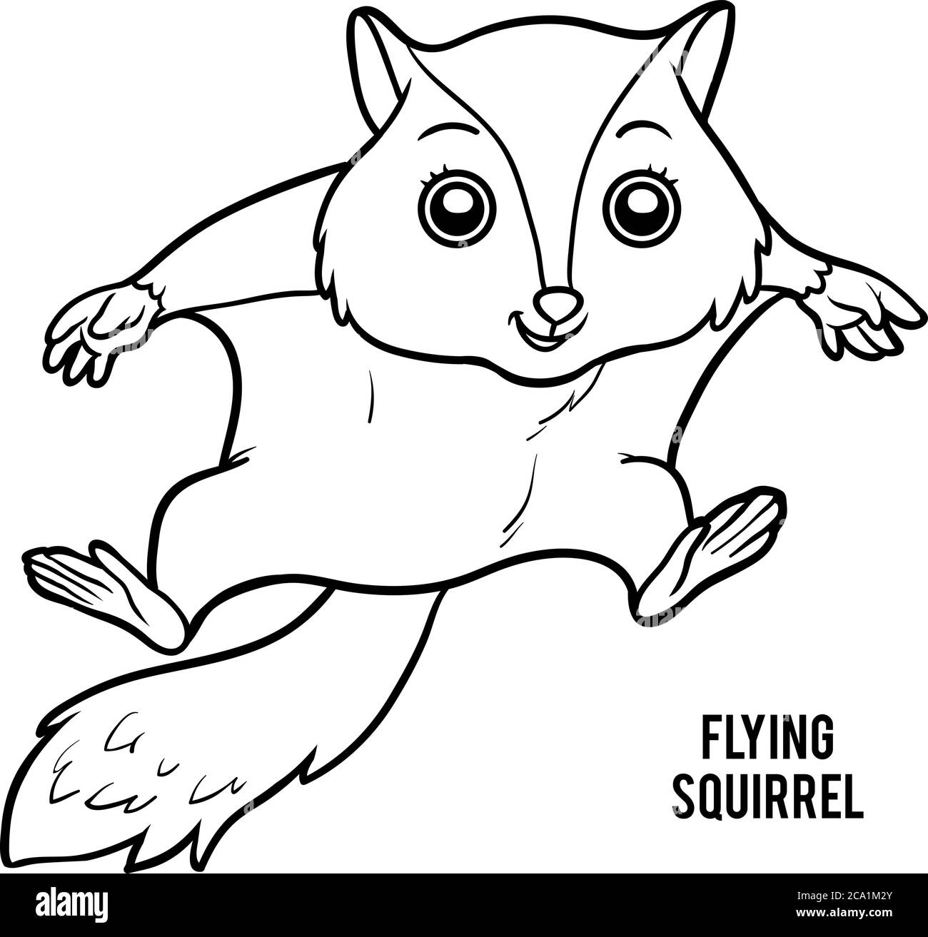 Libro da colorare per bambini, scoiattolo volante Illustrazione Vettoriale