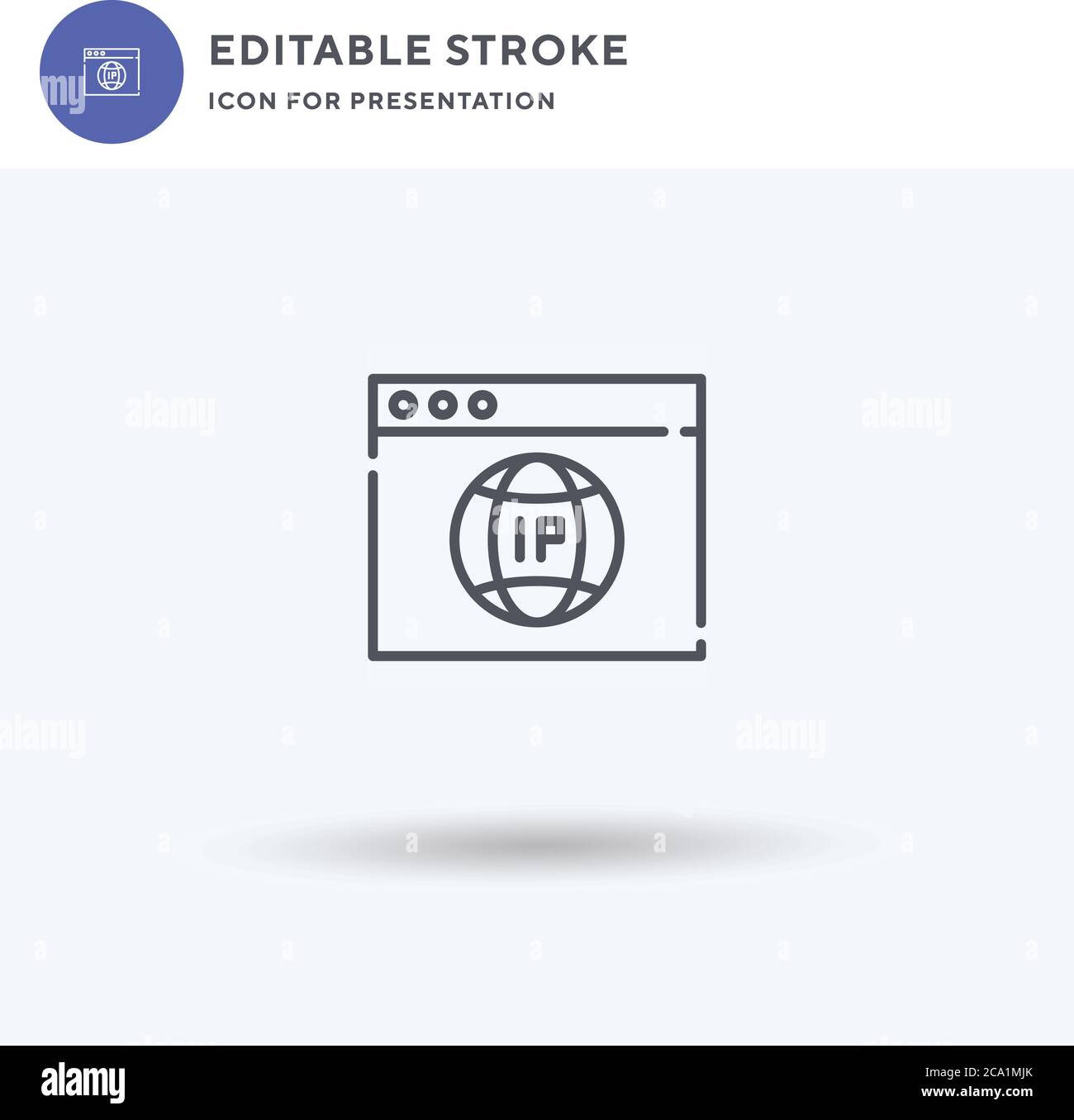 Vettore di icone IP, segno piatto pieno, pittogramma solido isolato su bianco, illustrazione del logo. Icona IP per la presentazione. Illustrazione Vettoriale