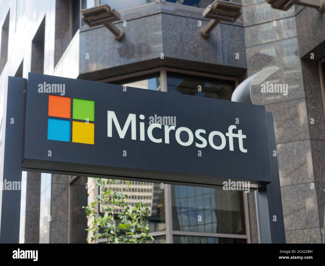 Microsoft firma fuori dagli uffici di Montreal, Canada Foto Stock
