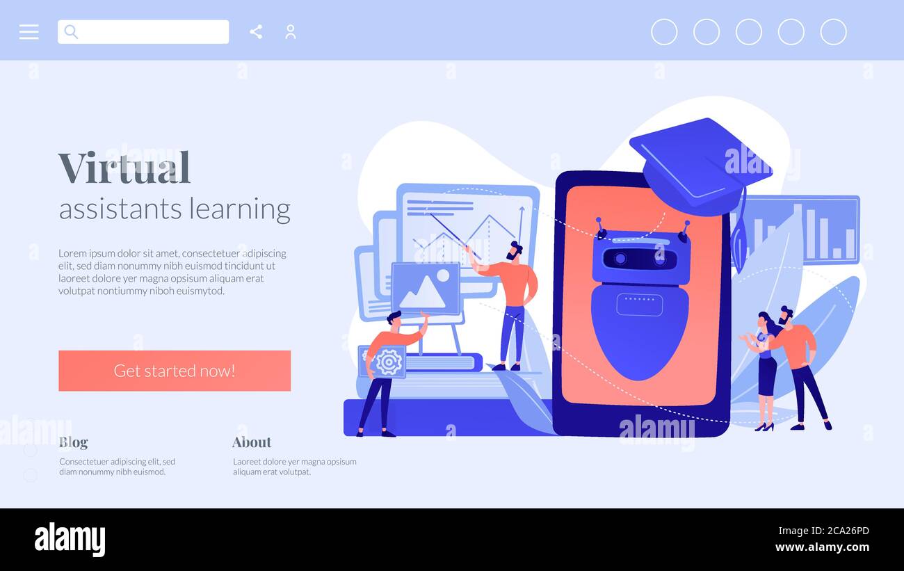 Pagina di destinazione di chatbot self learningconcept. Illustrazione Vettoriale