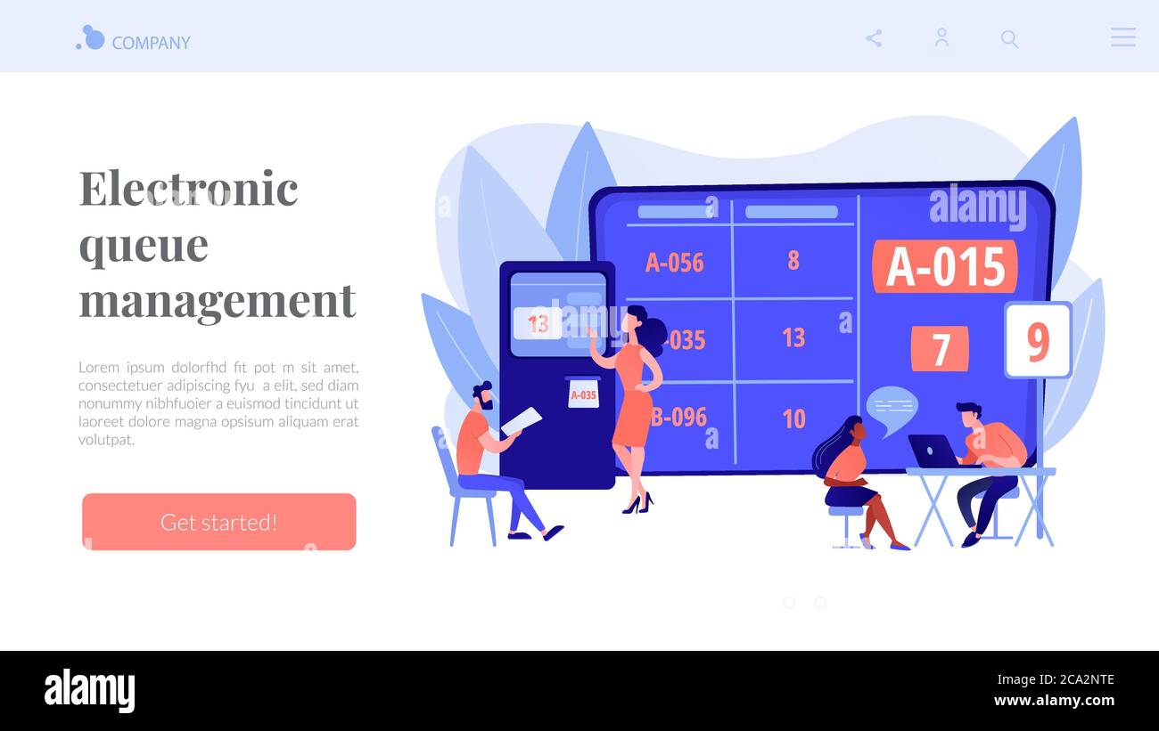 Pagina di destinazione del concetto di sistema di accodamento elettronico Illustrazione Vettoriale