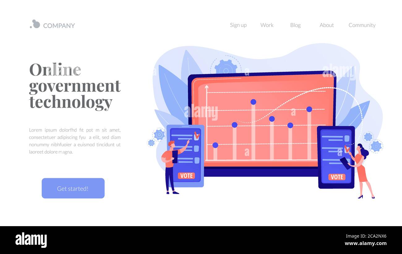 Pagina di destinazione del concetto di voting elettronico Illustrazione Vettoriale