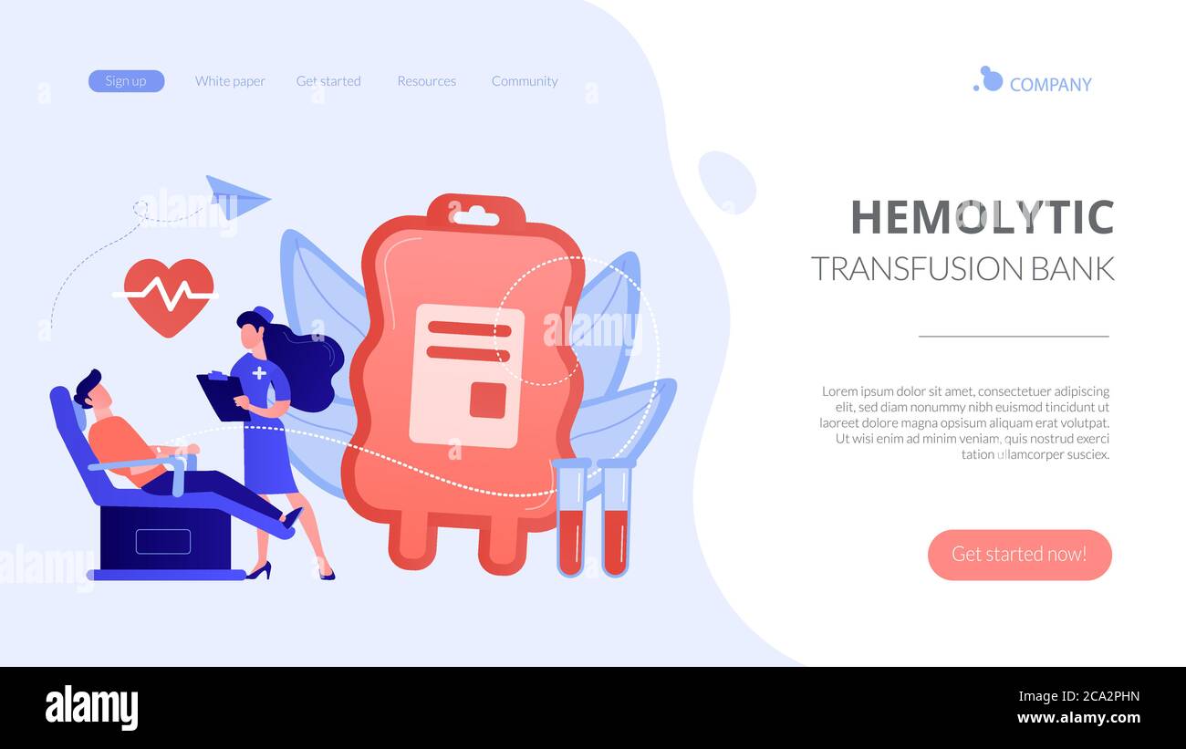 Landing page del concetto di donazione di sangue. Illustrazione Vettoriale