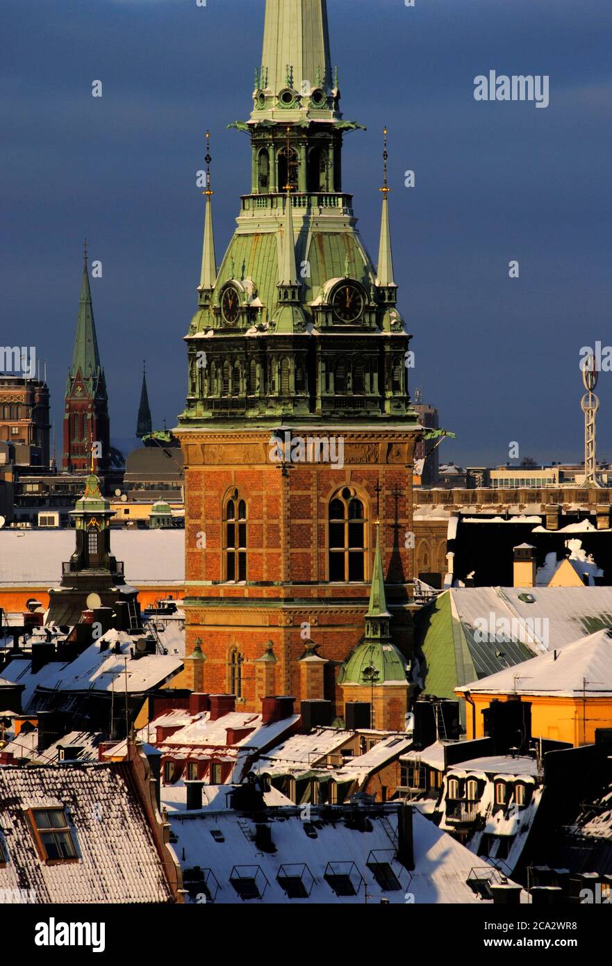 Svezia, Stoccolma. Vista parziale della Chiesa tedesca (Tyska Kyrkan) nel centro storico (Gamla Stan). Foto Stock