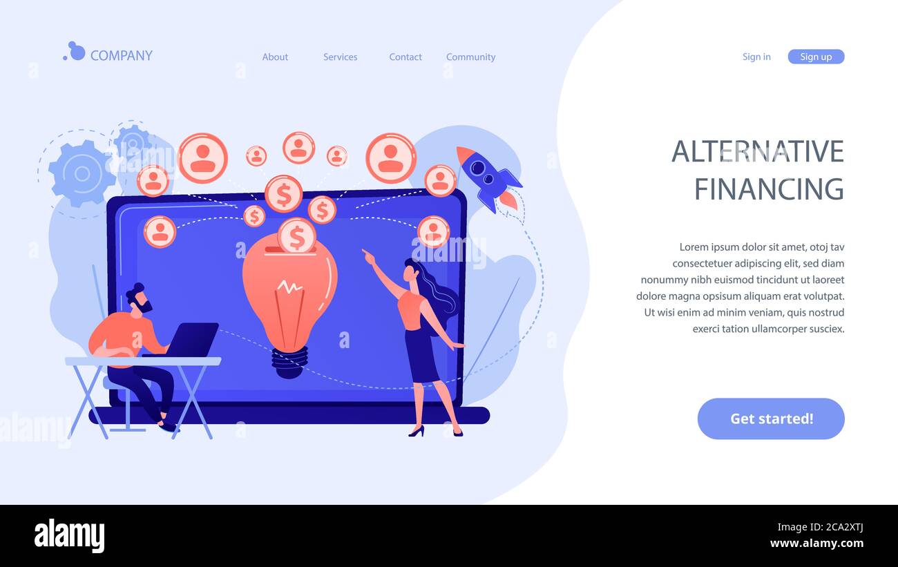 Pagina di destinazione del concetto di crowdfunding. Illustrazione Vettoriale