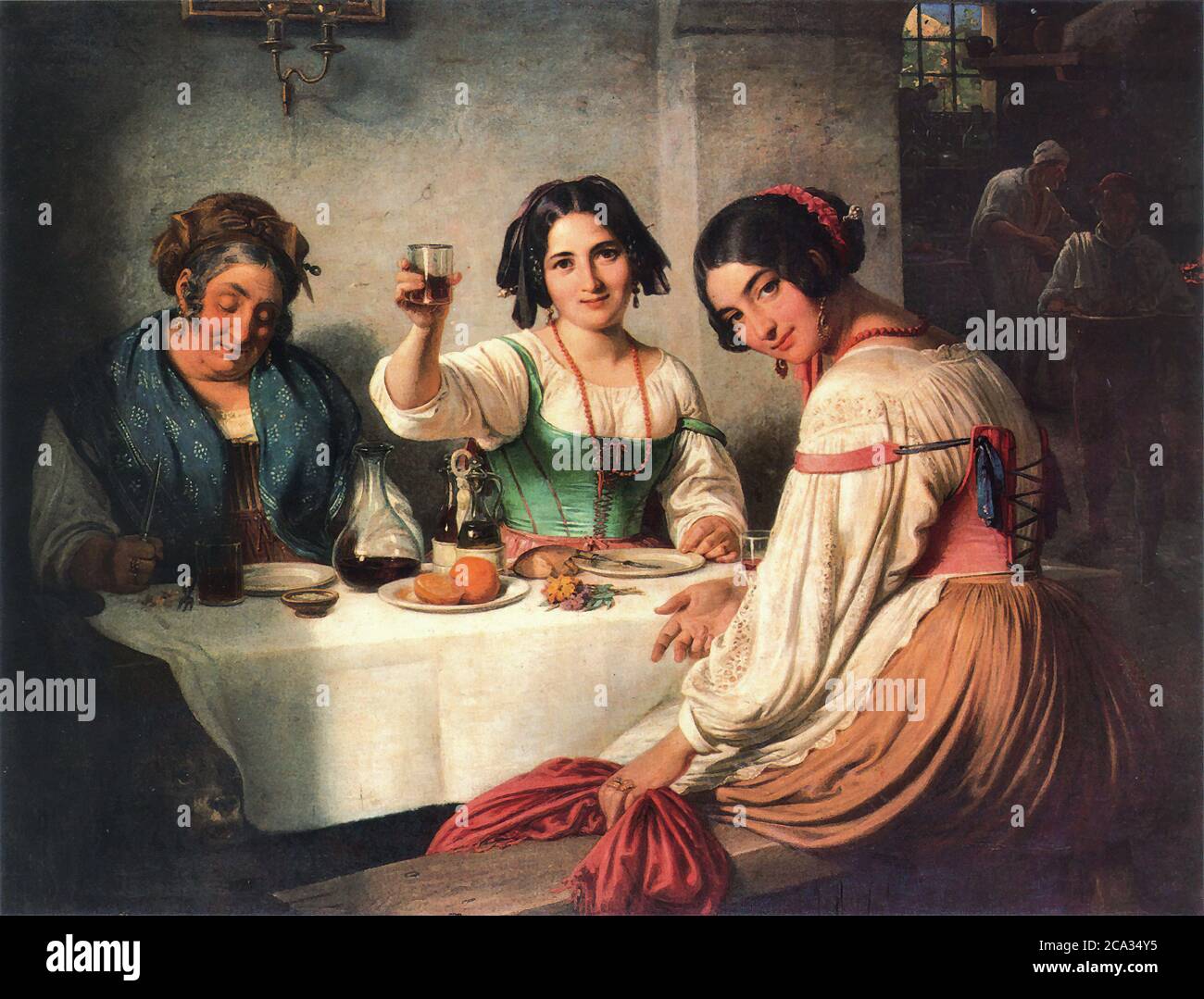 Marstrand Nicolai Wilhelm - Italiensk Osteriscene - Scuola Danese - XIX e inizio XX secolo Foto Stock