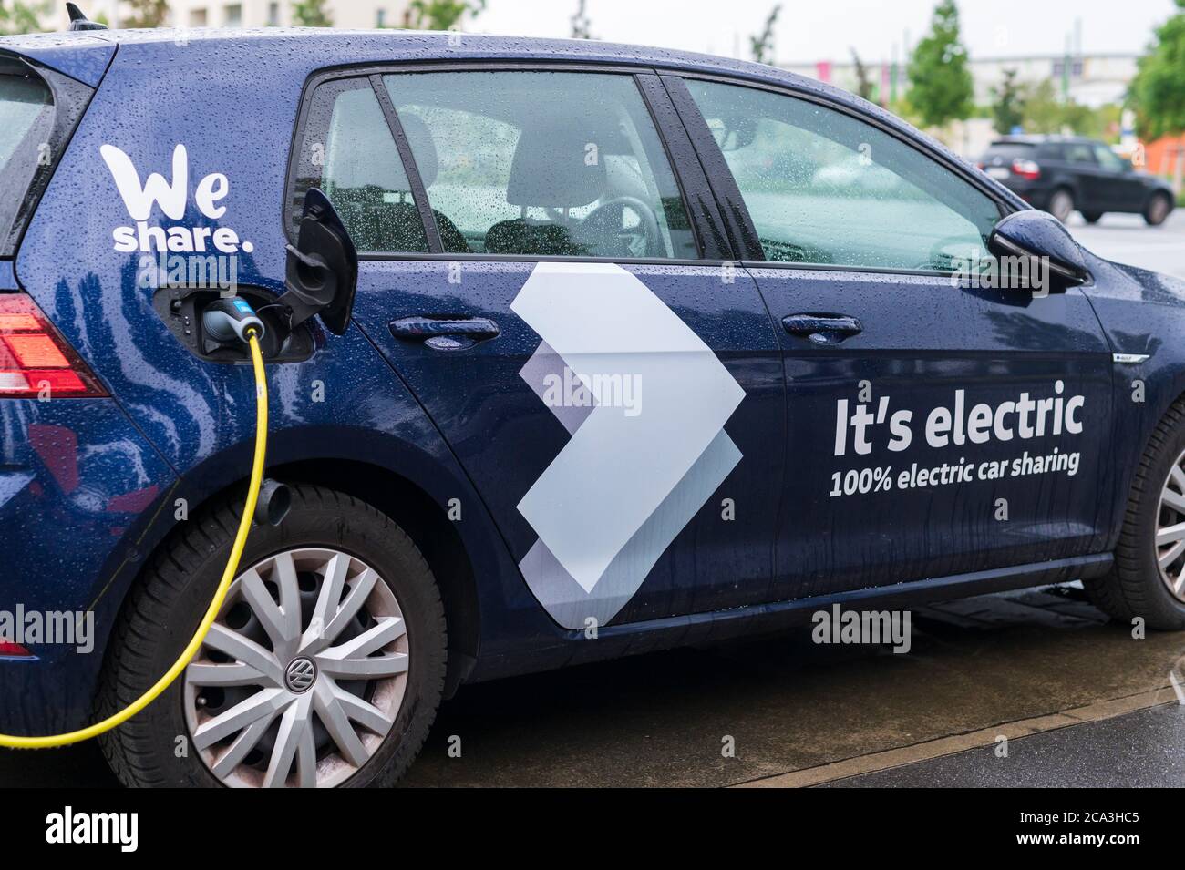 Germania , Lübbenau , 02.08.2020 , Weshare , car sharing basato su 100 per cento auto elettriche Foto Stock